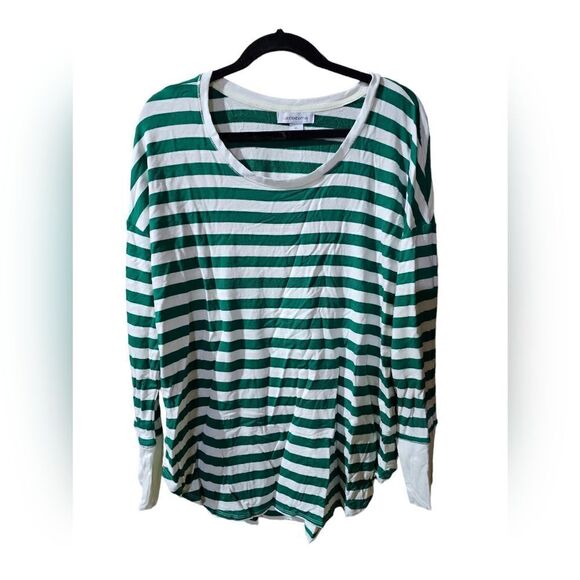 LIZ CLAIBORNE Green & White Scoop Neck Top Shirt - Size XL - Picture 1 of 7